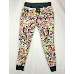 Full Tilt Girls Size M Flowered Stretchy Jogger Lounge Pants with Pockets